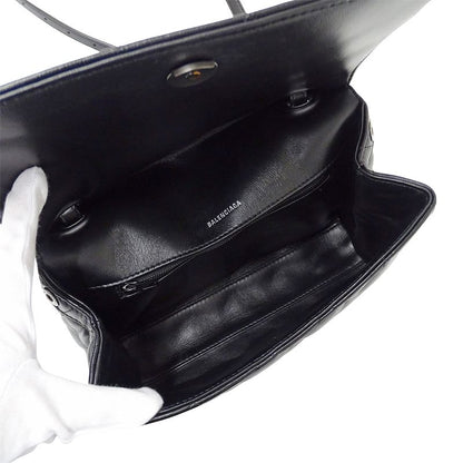 Balenciaga Shoulder Bag Leather Touch Puffy Black Quilted