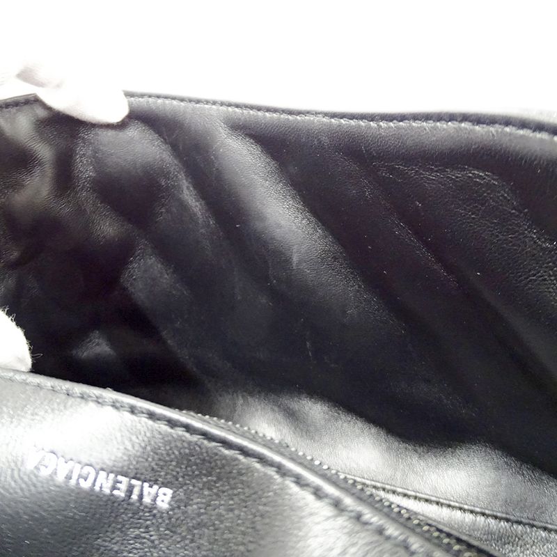 Balenciaga Shoulder Bag Leather Touch Puffy Black Quilted