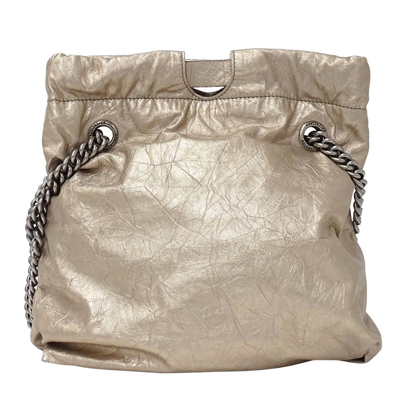 Balenciaga Shoulder Bag Leather Gold Metallic Chain