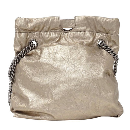 Balenciaga Shoulder Bag Leather Gold Metallic Chain