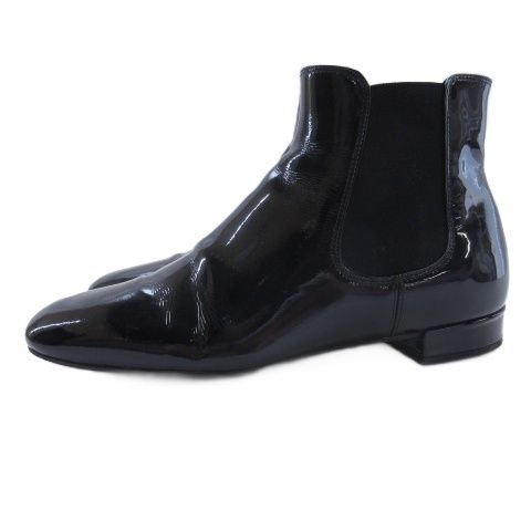 Prada Enamel Side Gore Boots Black 35.5