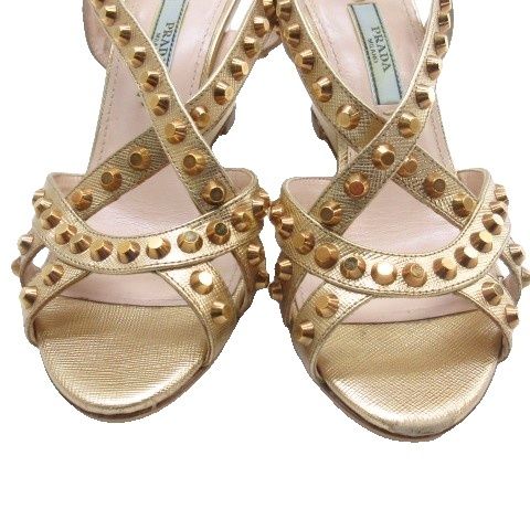 Prada Studded Sandals Gold 35