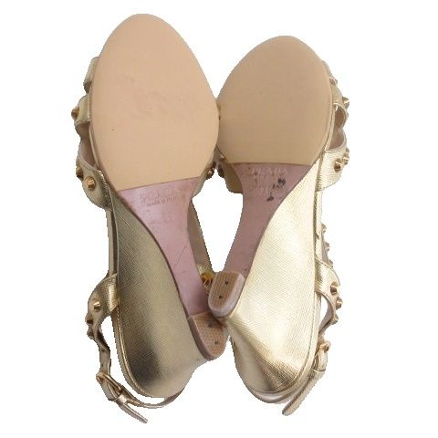 Prada Studded Sandals Gold 35