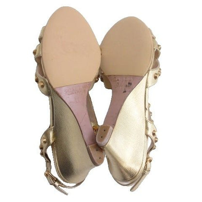 Prada Studded Sandals Gold 35