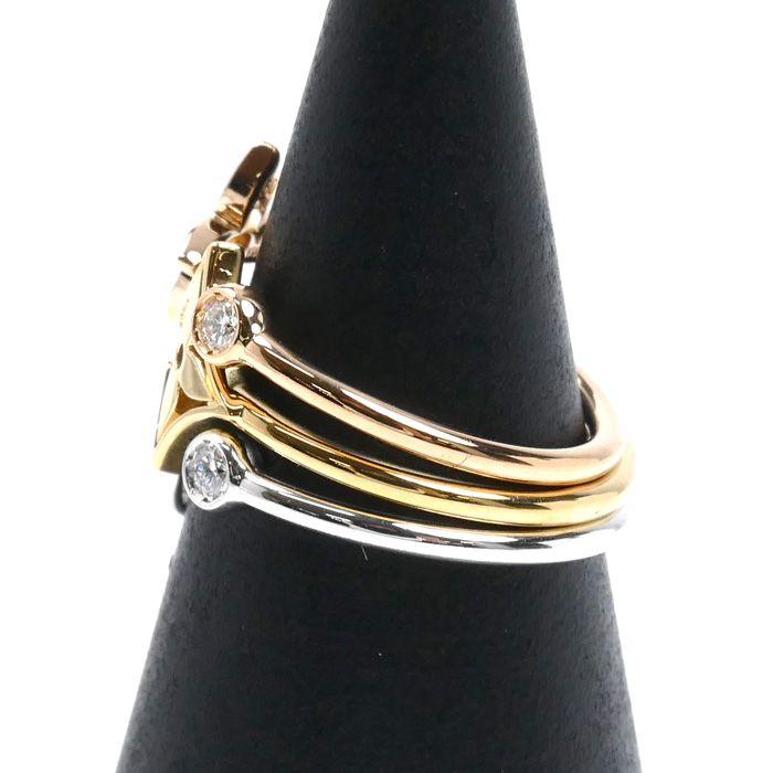 Louis Vuitton 18k Yellow Gold PG WG Bag Monogram Idylle Three Ring Diamond