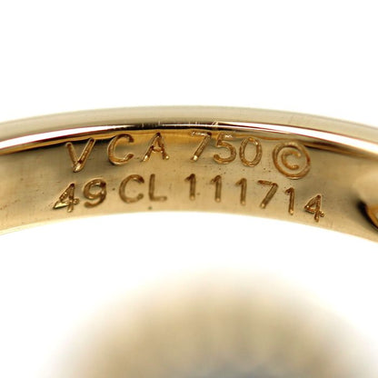 Van Cleef & Arpels 18k Yellow Gold Vintage Alhambra Shell Diamond Ring 49