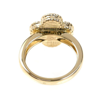 Van Cleef & Arpels 18k Yellow Gold Vintage Alhambra Shell Diamond Ring 49