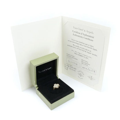 Van Cleef & Arpels 18k Yellow Gold Vintage Alhambra Shell Diamond Ring 49
