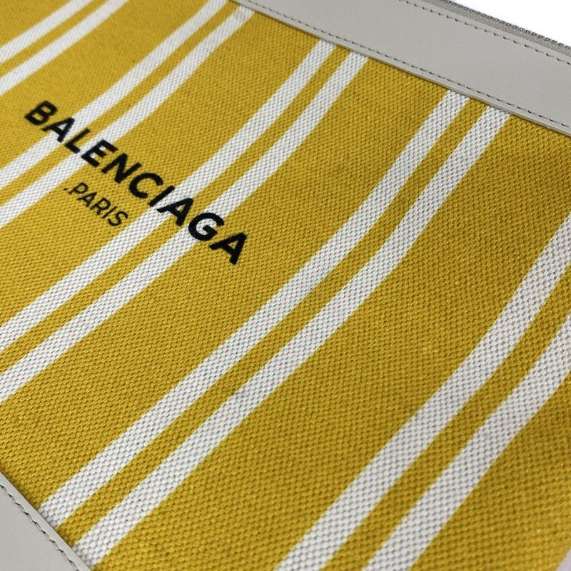 Balenciaga Clutch Navy Clip M Yellow White Leather