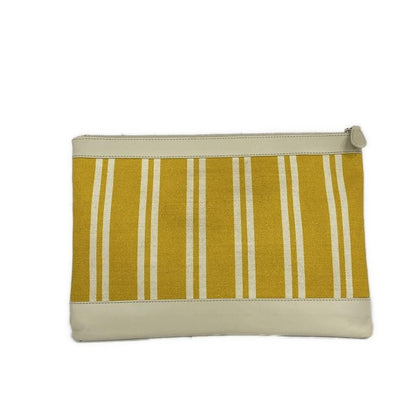 Balenciaga Clutch Navy Clip M Yellow White Leather