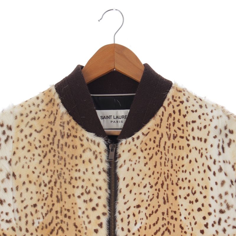 Saint Laurent Anthony Va Carre Lo Goatskin Alpaca Cheetah Leopard Print Jacket