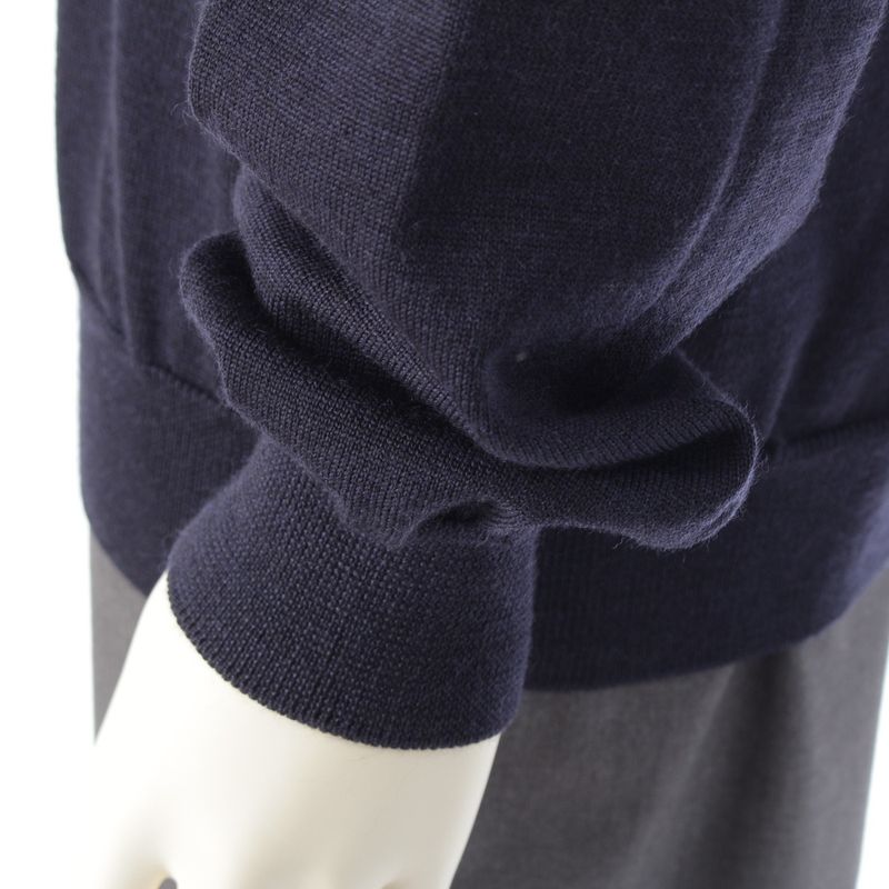 Celine Wool Triomphe Embroidery Logo Crew Neck Long Sleeve Sweater Top Navy XL