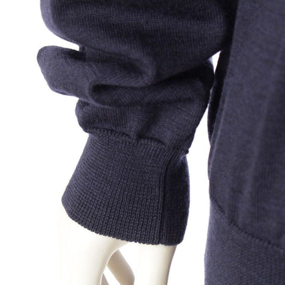 Celine Wool Triomphe Embroidery Logo Crew Neck Long Sleeve Sweater Top Navy XL