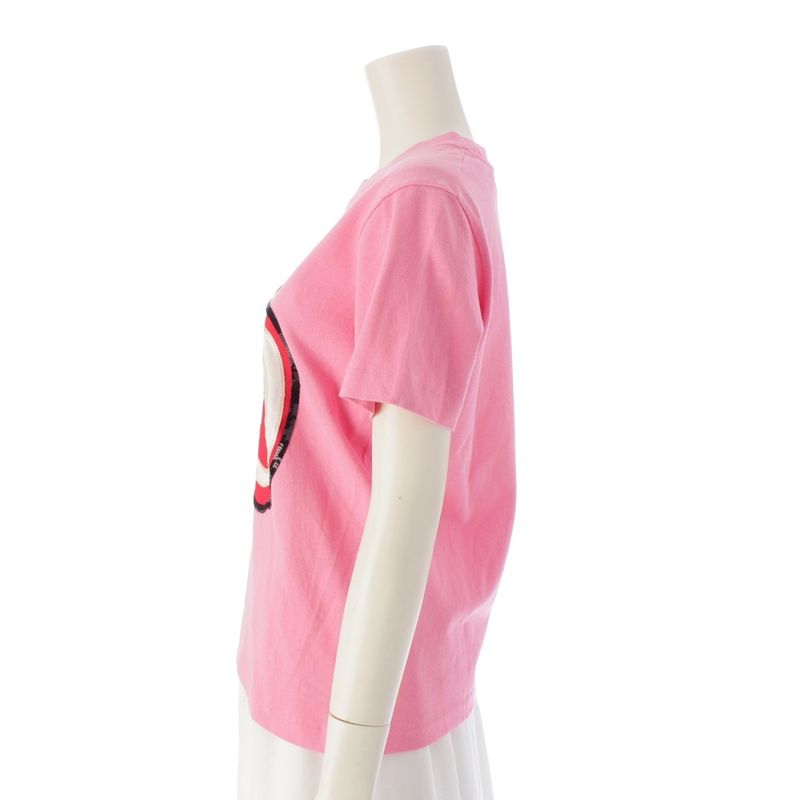 Gucci Cotton GG Apple Sequin Short Sleeve T-Shirt Top Pink Xxs
