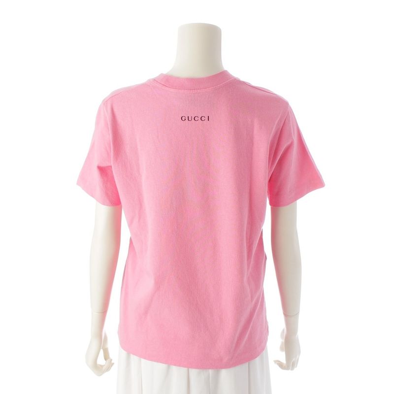 Gucci Cotton GG Apple Sequin Short Sleeve T-Shirt Top Pink Xxs