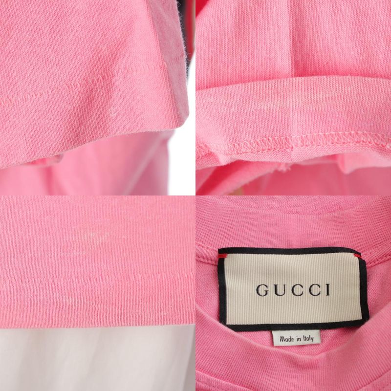 Gucci Cotton GG Apple Sequin Short Sleeve T-Shirt Top Pink Xxs