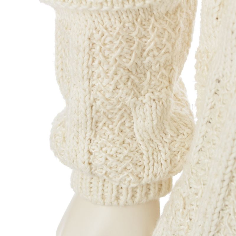 Fendi Cotton Rayon Fflogo Cable Knit Crew Neck Sweater Long Sleeve Top Ivory 52
