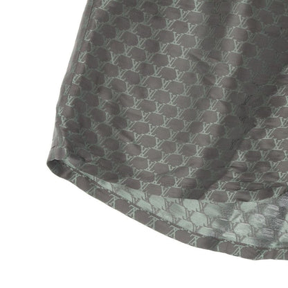 Louis Vuitton Silk Cotton Viscose LV Mark Pants Half Gray Green 50