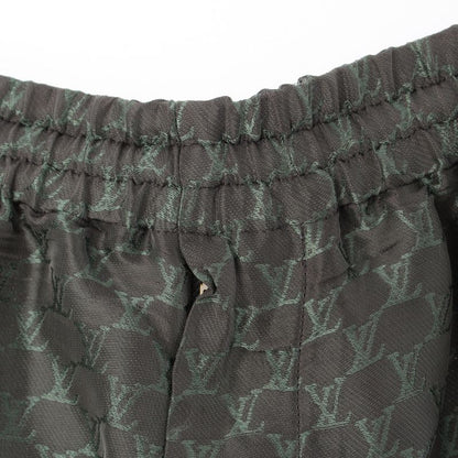 Louis Vuitton Silk Cotton Viscose LV Mark Pants Half Gray Green 50