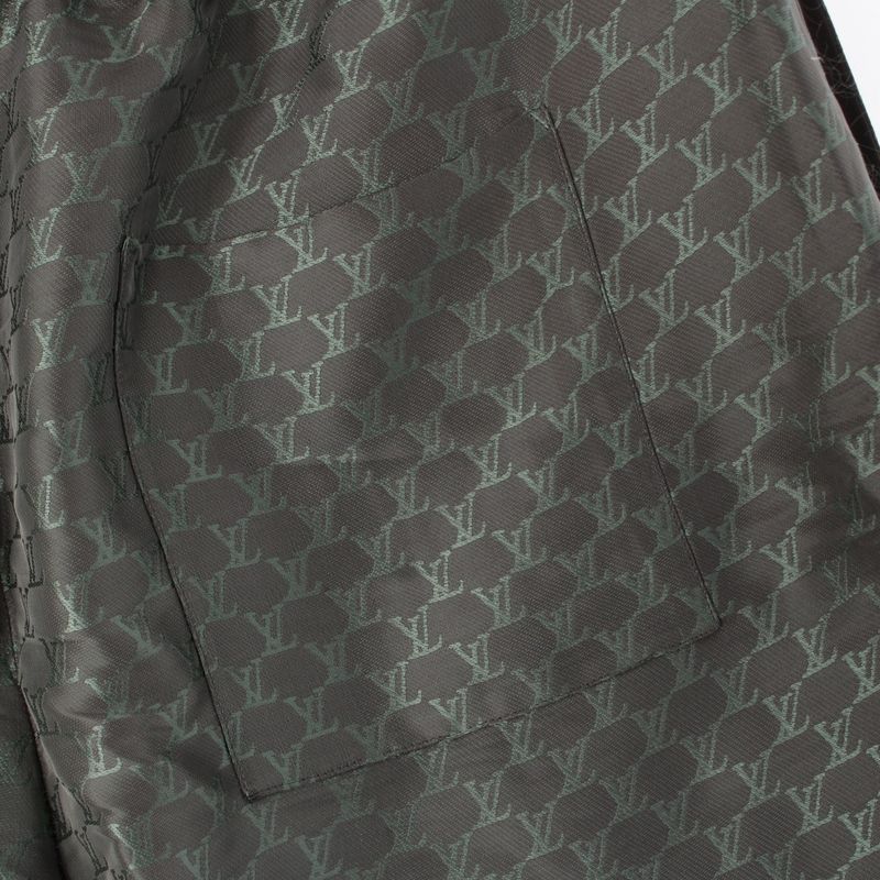 Louis Vuitton Silk Cotton Viscose LV Mark Pants Half Gray Green 50