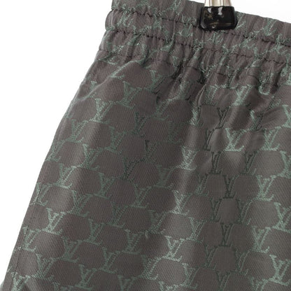 Louis Vuitton Silk Cotton Viscose LV Mark Pants Half Gray Green 50