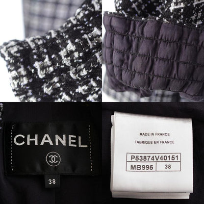Chanel Cotton Nylon Coco Button Tailored Jacket Black 38