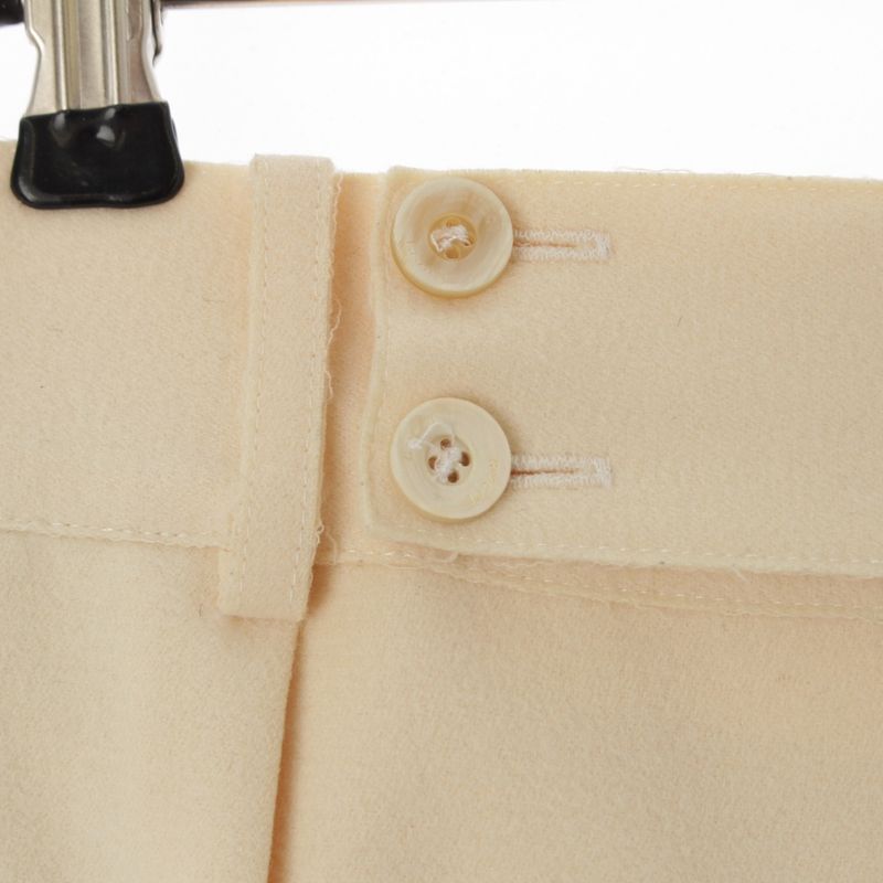 Gucci Wool Side Adjustment Star Pleated Button Fly Pants Trousers Beige 42
