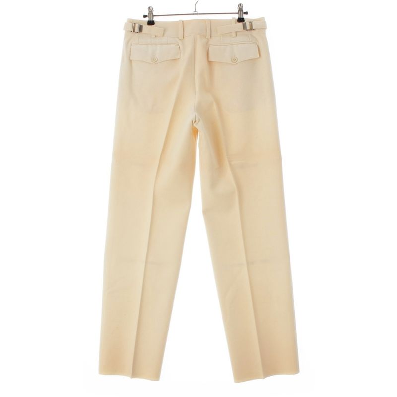 Gucci Wool Side Adjustment Star Pleated Button Fly Pants Trousers Beige 42