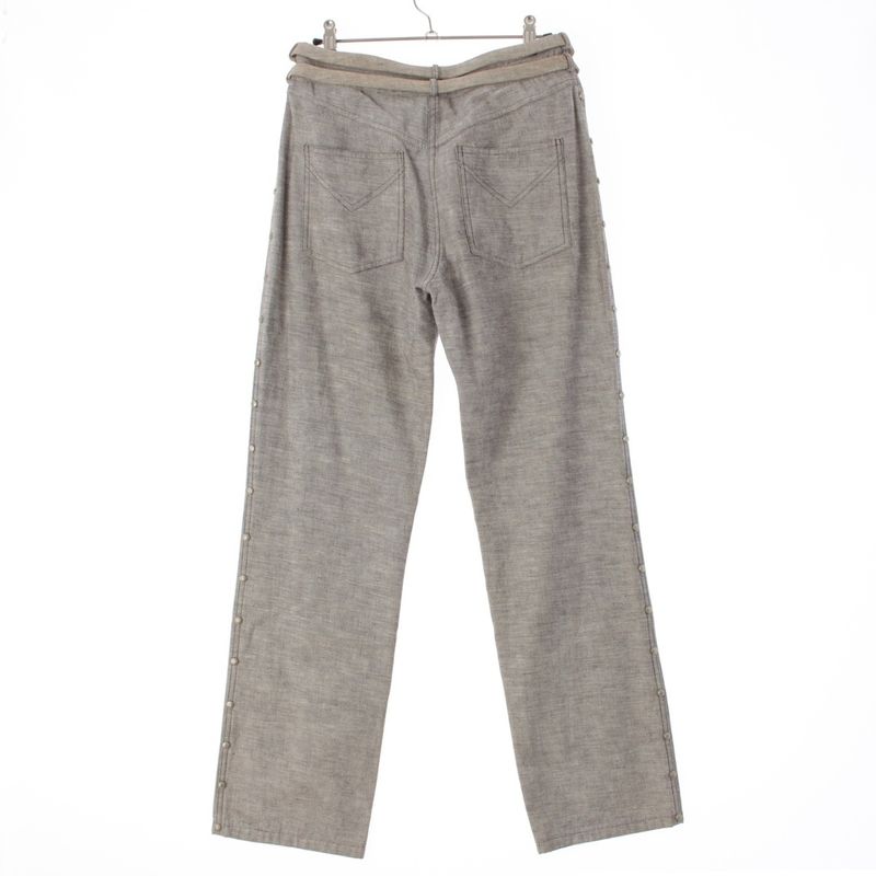 Dior Galiano Era Double Belt Side Line Studs Denim Pants Gray 38