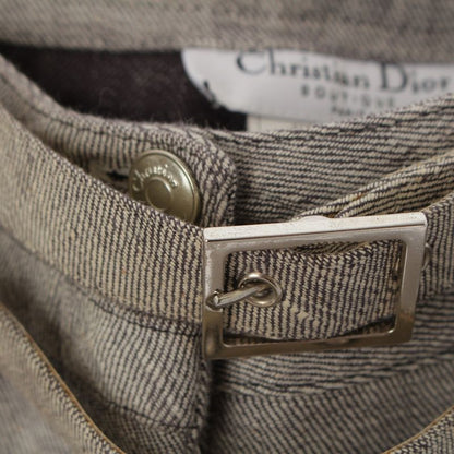 Dior Galiano Era Double Belt Side Line Studs Denim Pants Gray 38