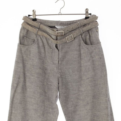 Dior Galiano Era Double Belt Side Line Studs Denim Pants Gray 38