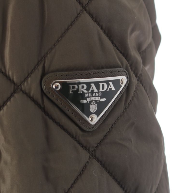 Prada Nylon Quilted Zip Up Jacket Khaki 48