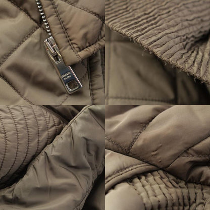 Prada Nylon Quilted Zip Up Jacket Khaki 48