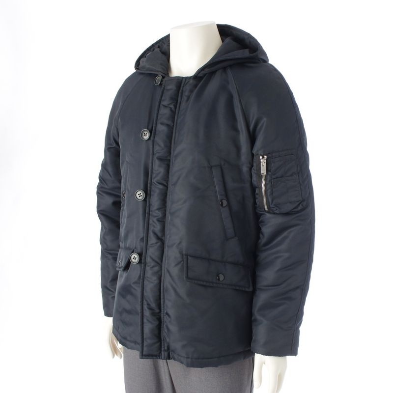 Saint Laurent Eddie Era Hooded Military Coat Flight Jacket Navy 46