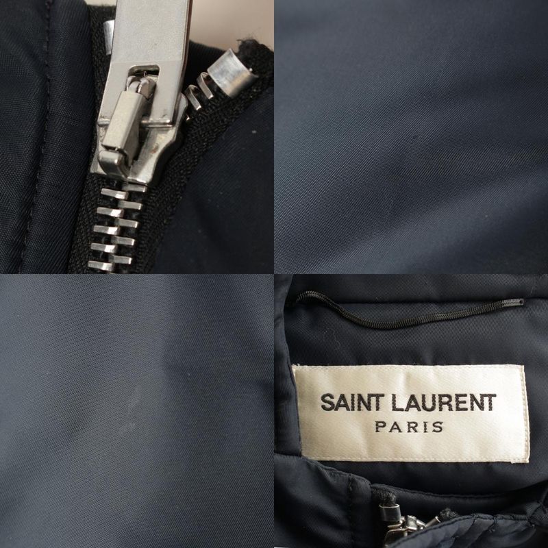 Saint Laurent Eddie Era Hooded Military Coat Flight Jacket Navy 46
