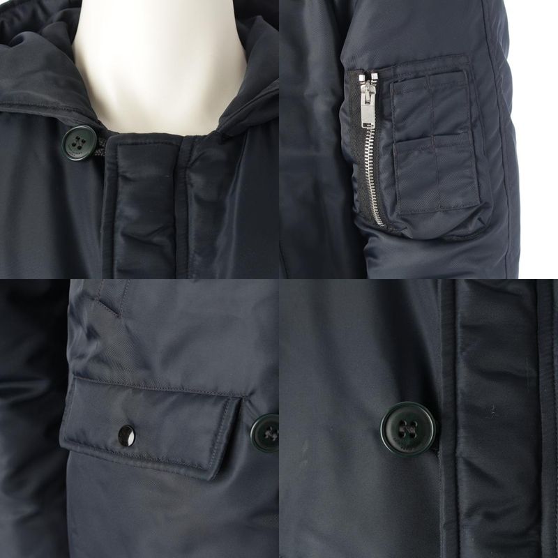 Saint Laurent Eddie Era Hooded Military Coat Flight Jacket Navy 46