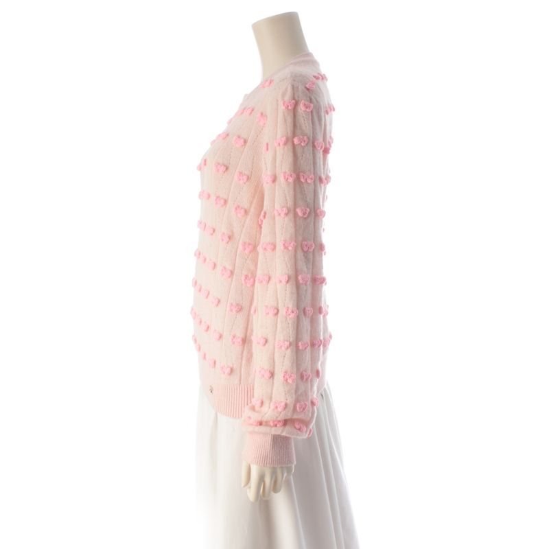 Chanel Alpaca Silk Ribbon Motif Knit Sweater CC Logo Pink 38