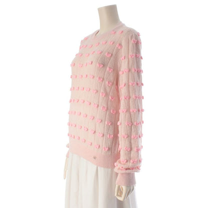 Chanel Alpaca Silk Ribbon Motif Knit Sweater CC Logo Pink 38