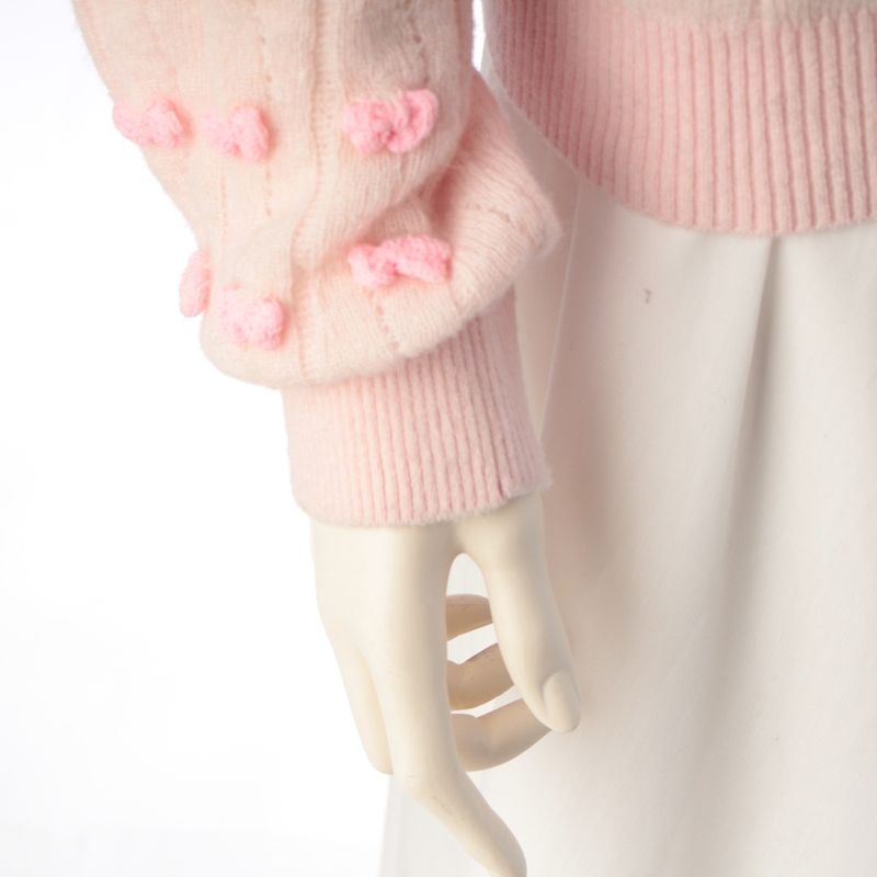Chanel Alpaca Silk Ribbon Motif Knit Sweater CC Logo Pink 38
