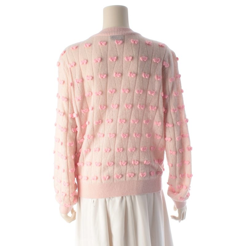 Chanel Alpaca Silk Ribbon Motif Knit Sweater CC Logo Pink 38