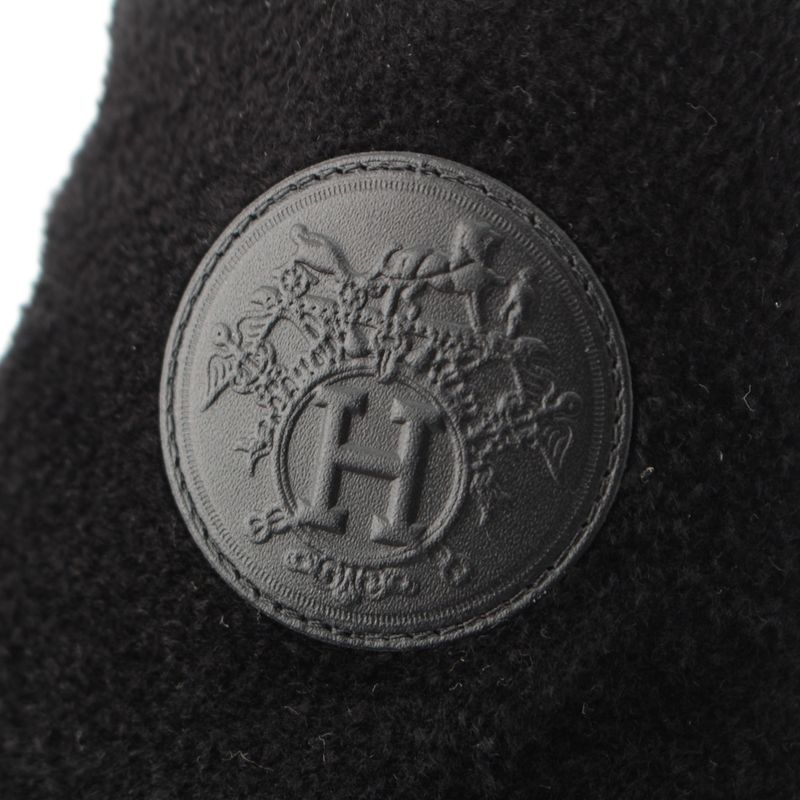Hermes Voltige Wool Leather Exlibris Knit Boots Black 35 2 1