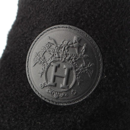Hermes Voltige Wool Leather Exlibris Knit Boots Black 35 2 1