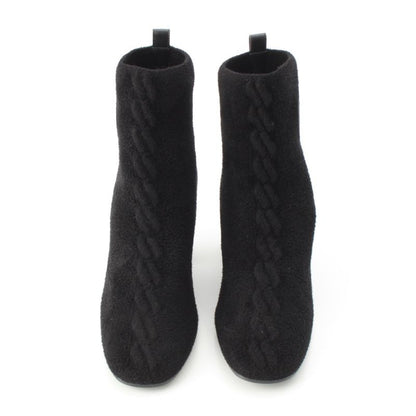 Hermes Voltige Wool Leather Exlibris Knit Boots Black 35 2 1