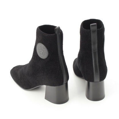 Hermes Voltige Wool Leather Exlibris Knit Boots Black 35 2 1