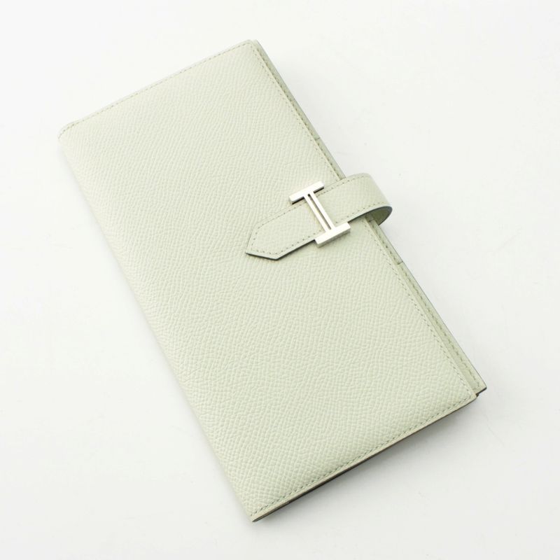 Hermes Bearn Souffle Epsom Wallet Silver Valfiz
