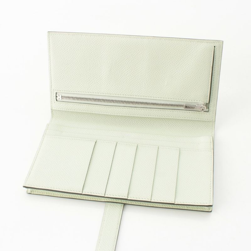 Hermes Bearn Souffle Epsom Wallet Silver Valfiz