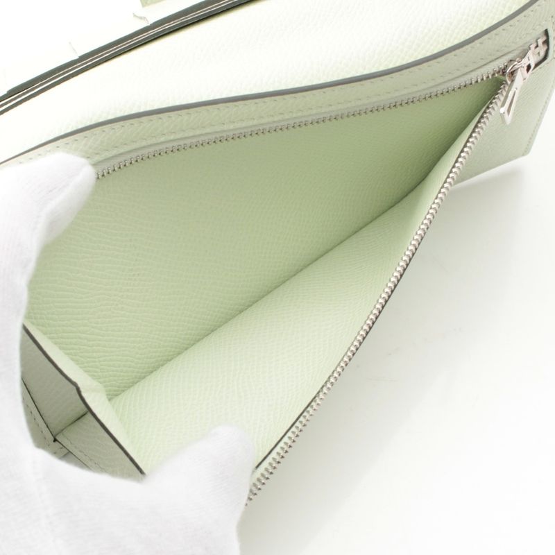 Hermes Bearn Souffle Epsom Wallet Silver Valfiz