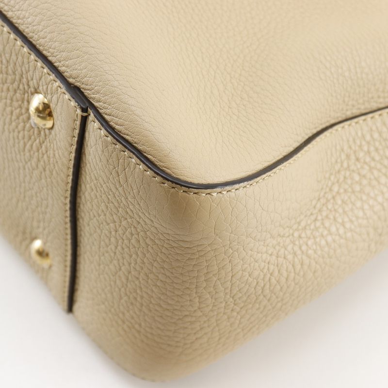 Fendi FF Tote Small 2-Way Shoulder Calf Beige Handbag