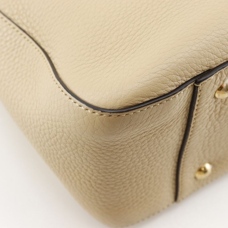 Fendi FF Tote Small 2-Way Shoulder Calf Beige Handbag