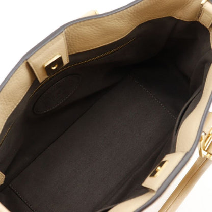 Fendi FF Tote Small 2-Way Shoulder Calf Beige Handbag